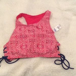 Malibu Red and Navy Swimsuit top